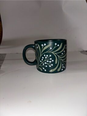 Green Botanical Pattern Ceramic Coffee Mug